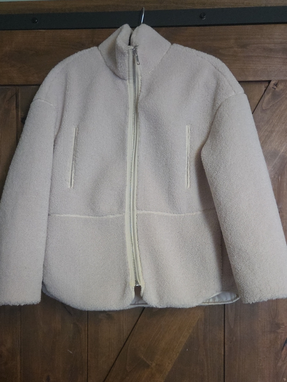 Light Cream Sherpa Zip-Up Jacket - Women